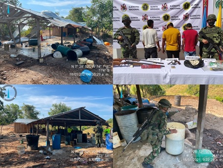 Capturados presuntos integrantes de las redes de apoyo al terrorismo del GAO ELN, que custodiaban laboratorio para producción de pasta base de coca