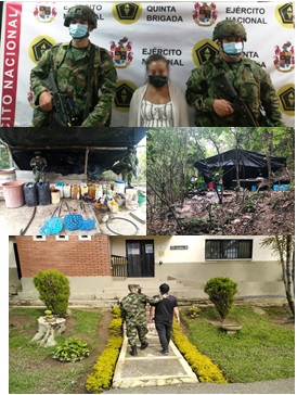 Una cabecilla del GAO ELN capturada, un cristalizadero, tres desmovilizados y la desarticulación de una banda de delincuencia organizada, resultados del fin de semana
