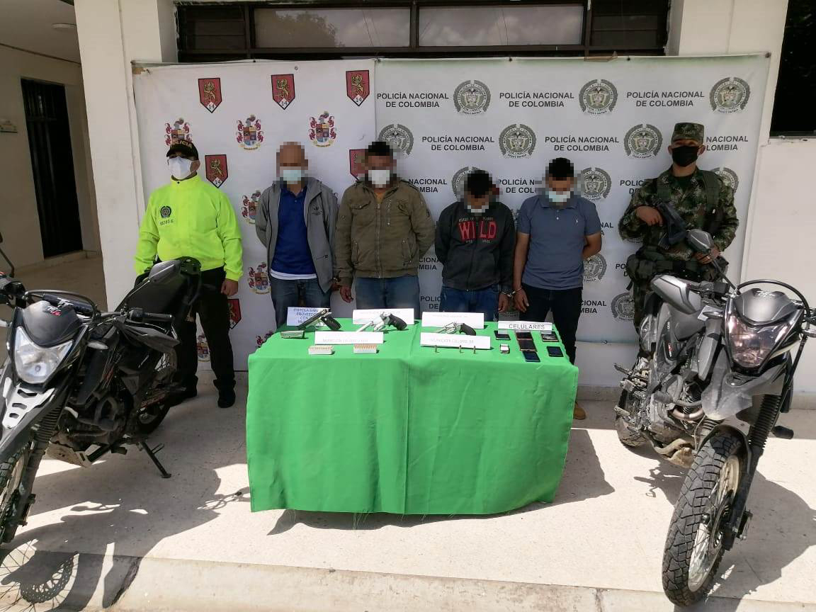 Cuatro capturados en flagrancia dejó la neutralización de un intento de secuestro en zona rural de San Martín, Cesar