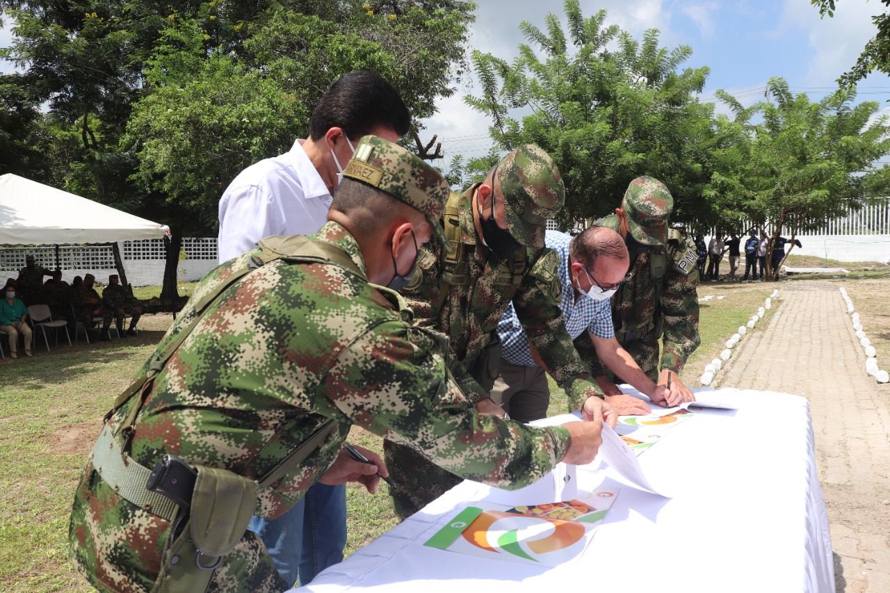 Ejército Nacional recibe instalaciones para Puesto de Mando Adelantado Permanente del Batallón de Policía Militar N.°2 en Soledad