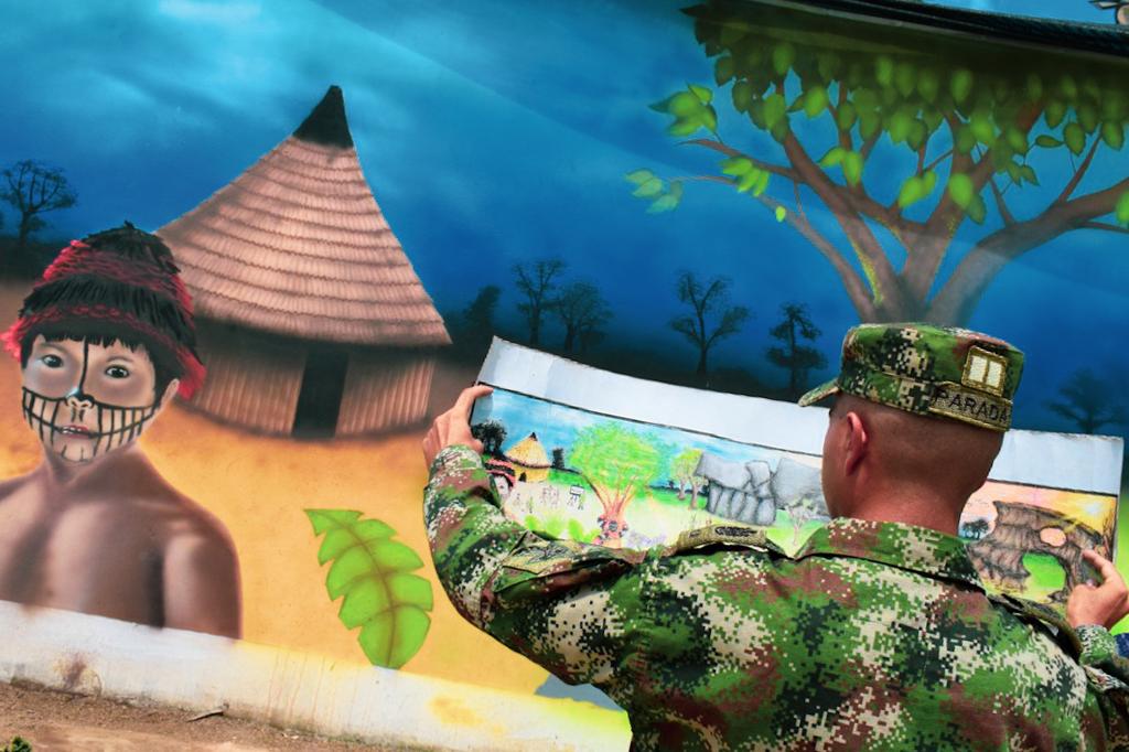 Colorido mural artístico, exalta comunidades indígenas y protección del medio ambiente en san José del Guaviare