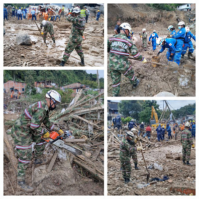 El Ejército Nacional apoya labores de búsqueda y rescate luego del derrumbe de tierra en Dosquebradas Risaralda