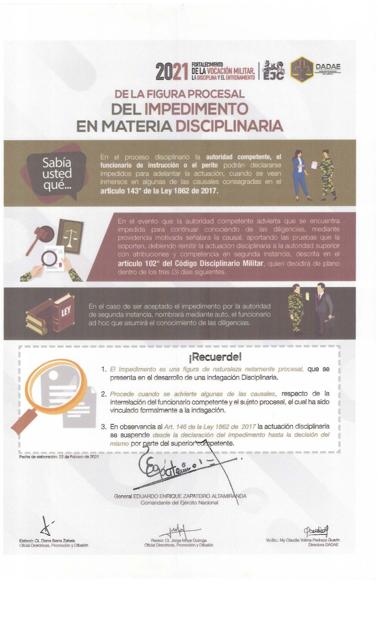 78. De la figura procesal del impedimento en materia disciplinaria