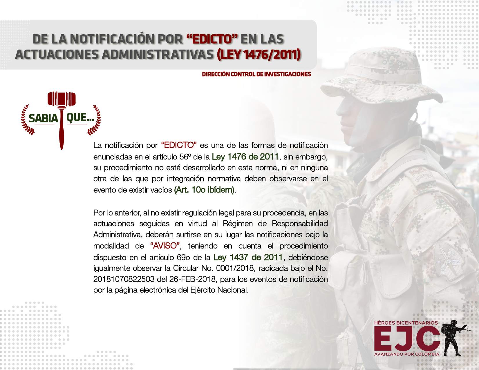 1. De la notificación por edicto en las actuaciones administrativas