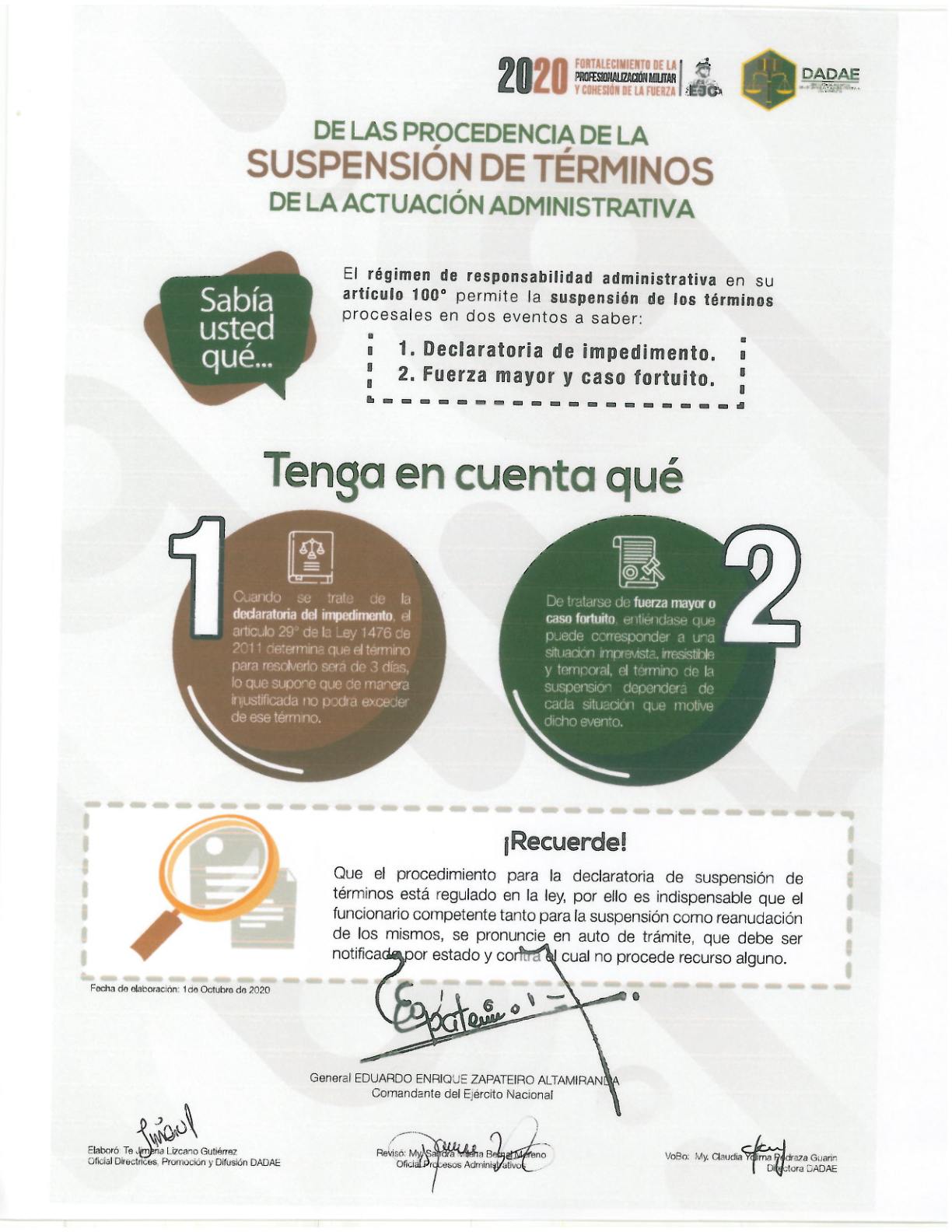 46. De la suspensión de términos en la actuación administrativa