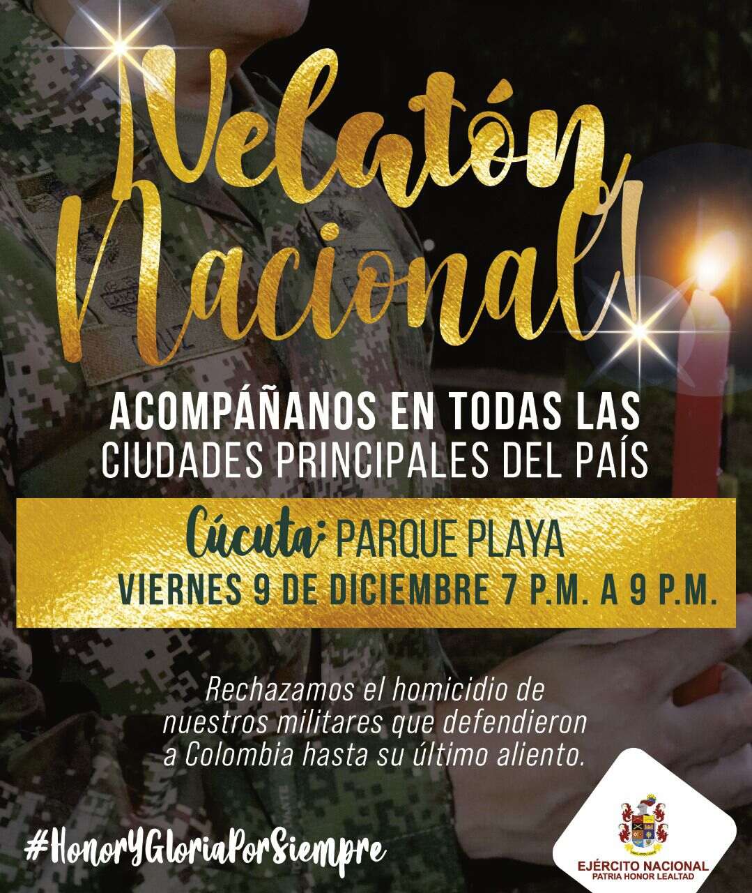 Velatón Nacional en honor a nuestros soldados