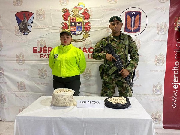 Ejército Nacional logra la incautación de más de cinco kilos de pasta de base coca, en Puerto Libertador, Córdoba
