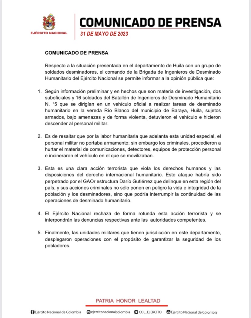 COMUNICADO DE PRENSA