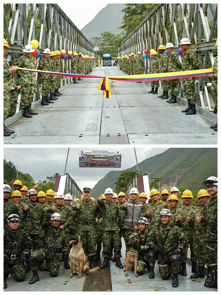 Ejército Nacional finaliza la instalación del primer puente militar en Quetame, Cundinamarca
