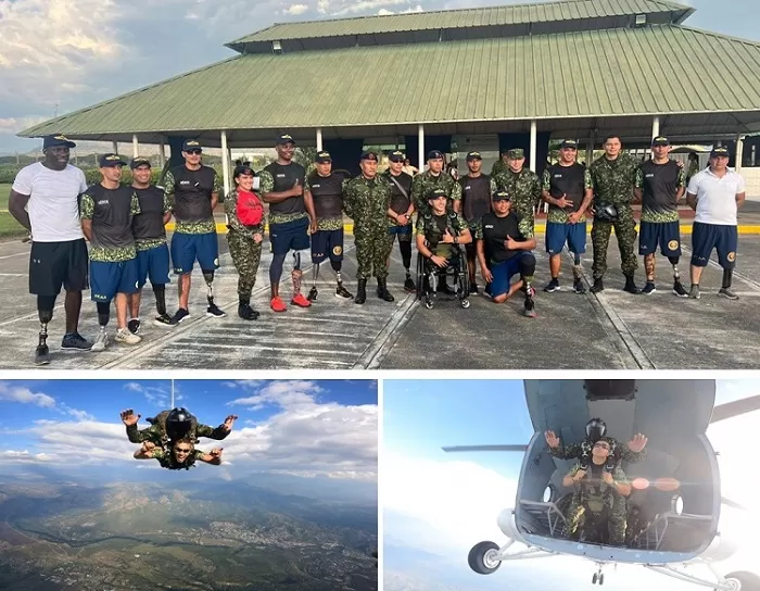 Soldados paralímpicos del Batallón de Sanidad cumplieron su sueño de volar en paracaídas