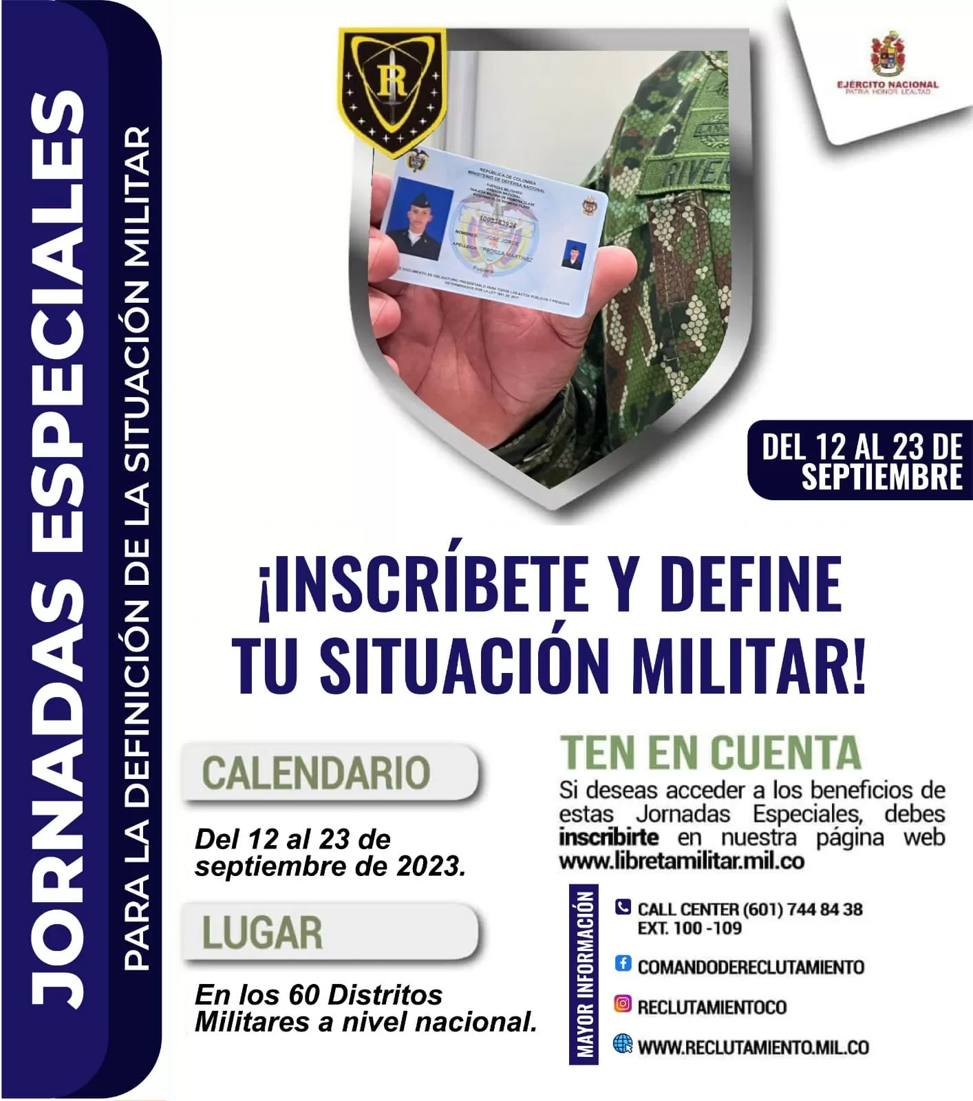 Inscríbase y defina su situación militar