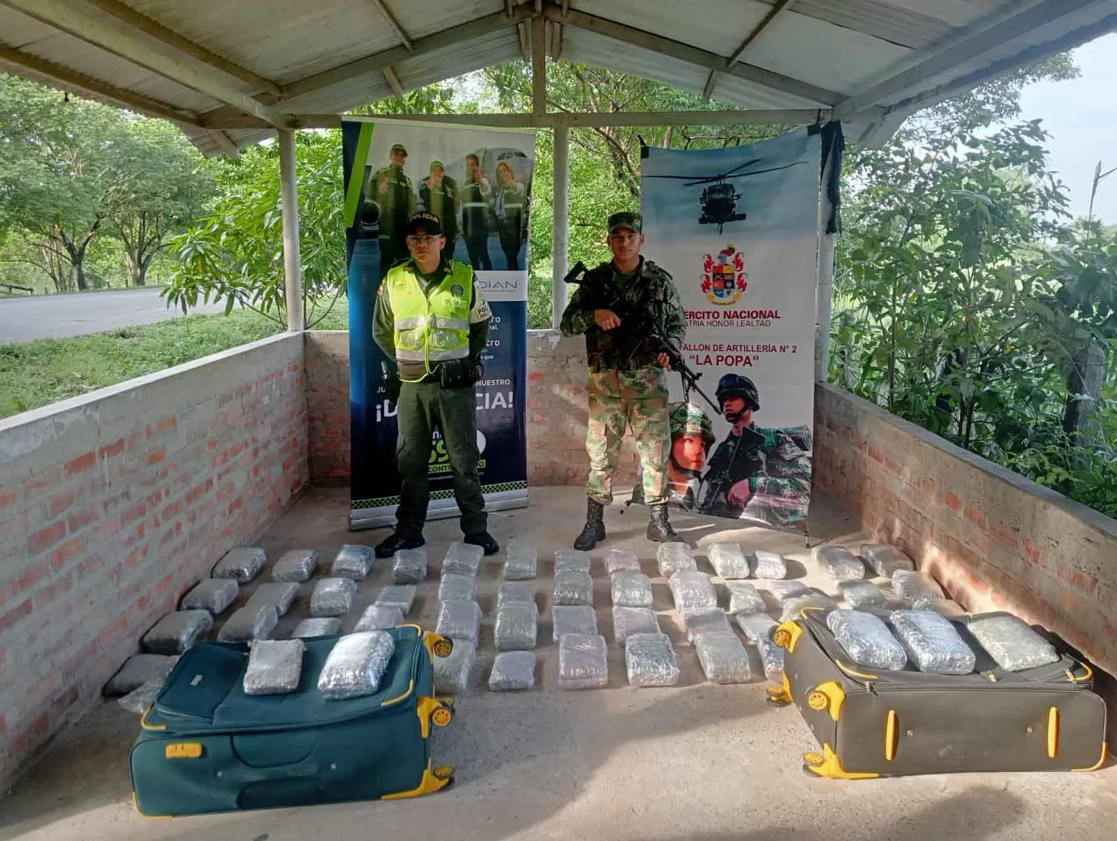 En operación coordinada entre el Ejército Nacional y Policía en San Diego, Cesar, fue capturada una persona con más de 50 kilogramos de marihuana