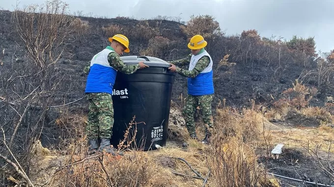 Ingenieros Militares de la Quinta Brigada reconstruyen sistema de acueducto en escuela de la vereda Ucatá, de Berlín, Santander