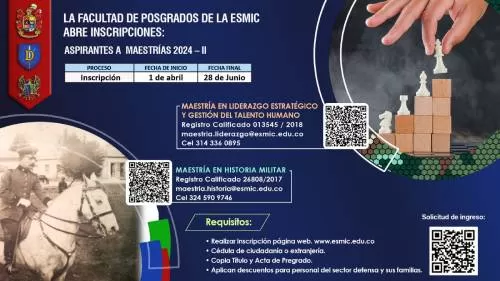 La Escuela Militar de Cadetes te invita a cursar las Maestrías en Historia Militar, Liderazgo Estratégico y Gestión del Talento Humano