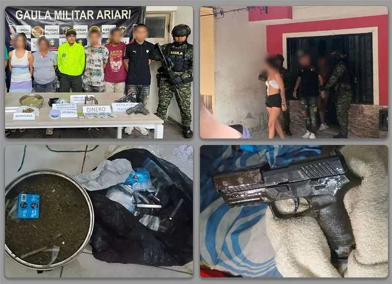 Ejército dio otro golpe al microtráfico en Granada, Meta: 8 capturados