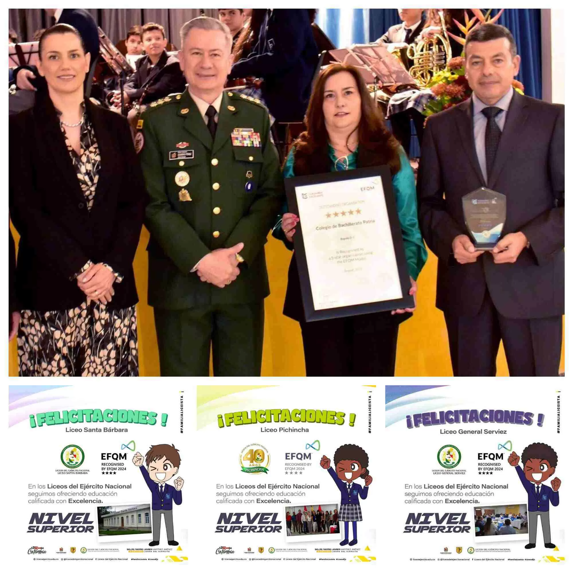 Liceos del Ejército Nacional reciben su cuarta estrella EFQM