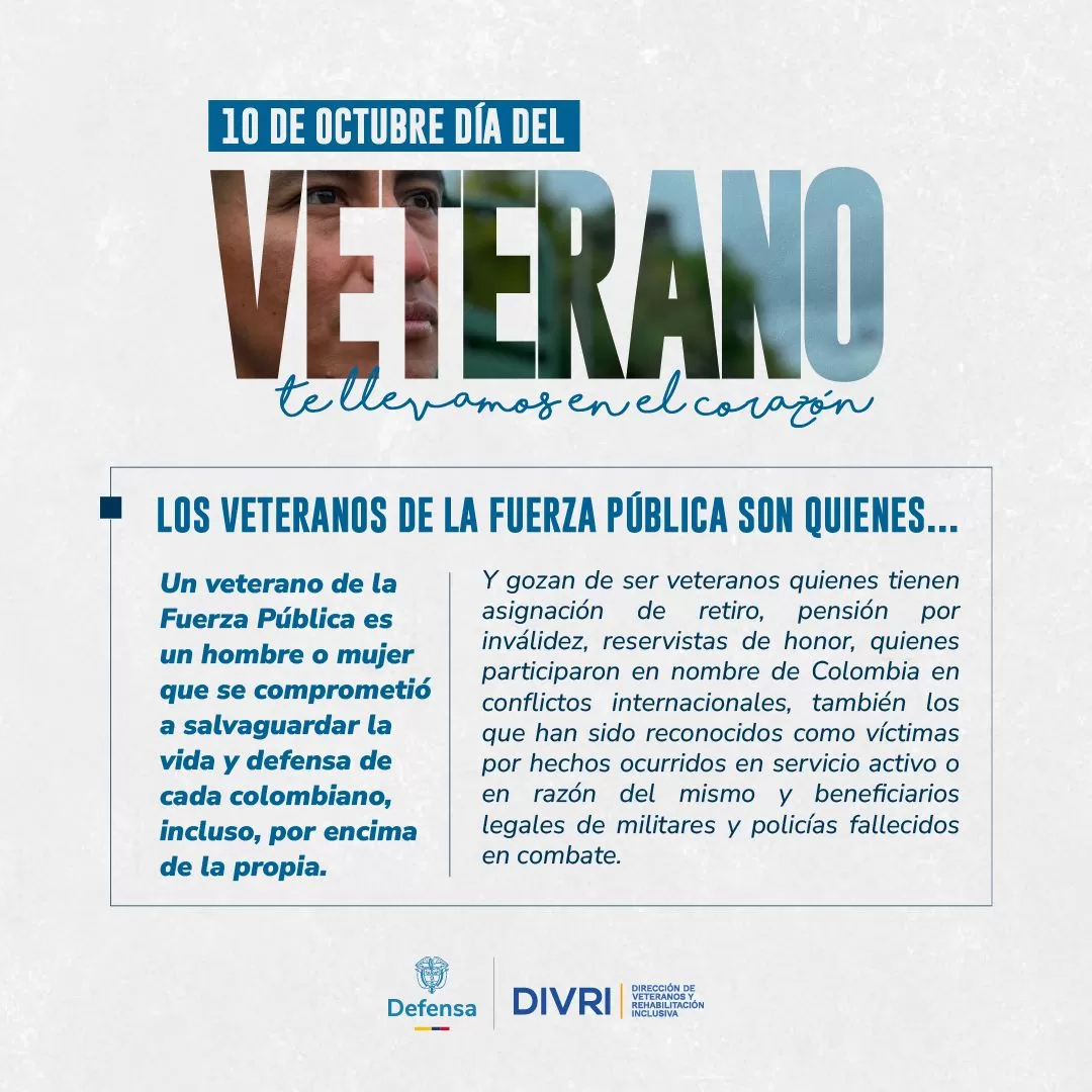 Conozca quienes son considerados veteranos de la Fuerza Pública