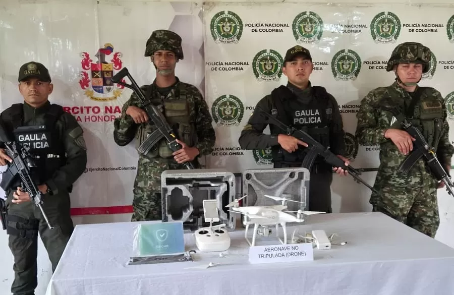 Dron que era utilizado para inteligencia delictiva del GAO-r Frente Ismael Ruiz fue ubicado por tropas del Ejército Nacional