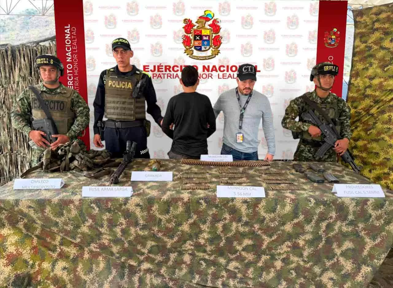Ejército Nacional somete a la justicia a explosivista del GAO-r Jaime Martínez en Dagua, Valle del Cauca