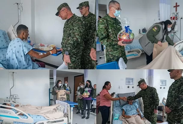 Comandante del Ejército Nacional visitó en el Hospital Militar Central a los soldados heridos en Nariño