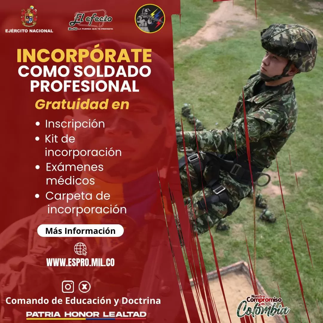 Gratuidad en proceso de soldado profesional