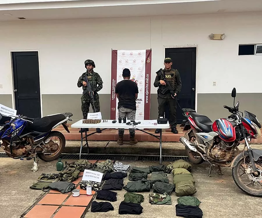 Ejército y Policía capturan en Mapiripan, Meta, a un sujeto por el delito de tráfico de material de guerra