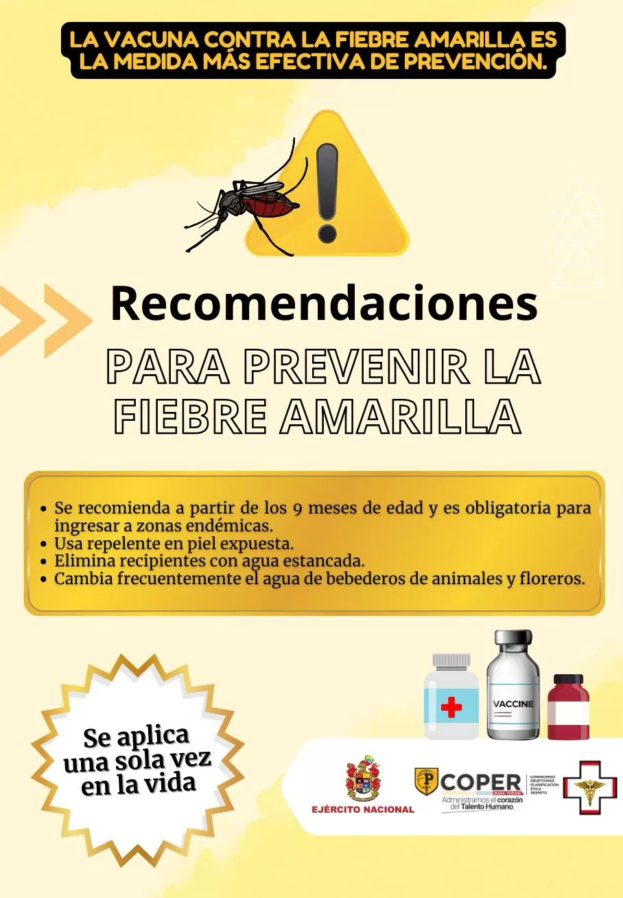 Ejército Nacional promueve la vacunación como escudo contra la fiebre amarilla