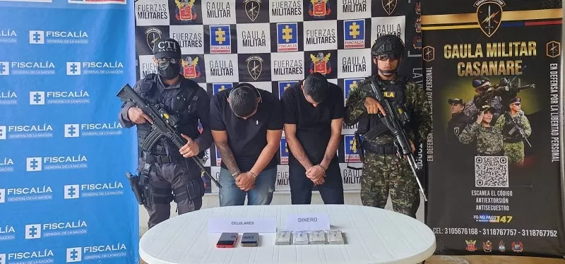 Ejército Nacional captura a dos sujetos que extorsionaban a una familia del Casanare