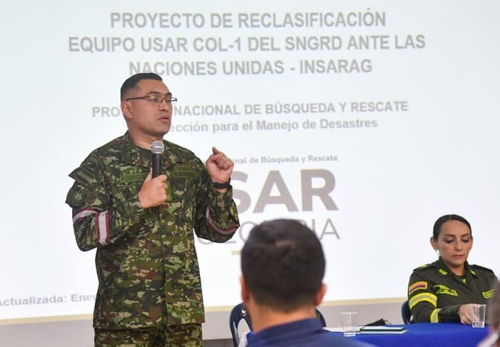 Soldados rescatistas se suman al primer ejercicio de preparación para la reclasificación internacional del USAR COL-1