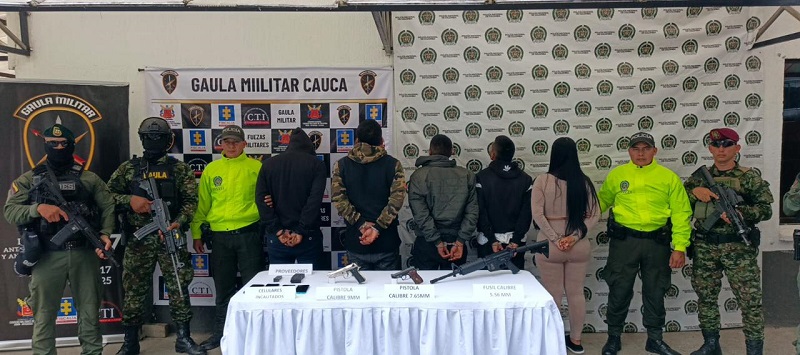 Capturados en Popayán cinco presuntos integrantes de estructura delincuencial señalada de afectar la seguridad en la vía Panamericana