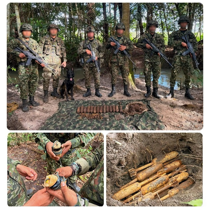 The National Army located an illegal cache of explosives belonging to a residual armed group in Caquetá