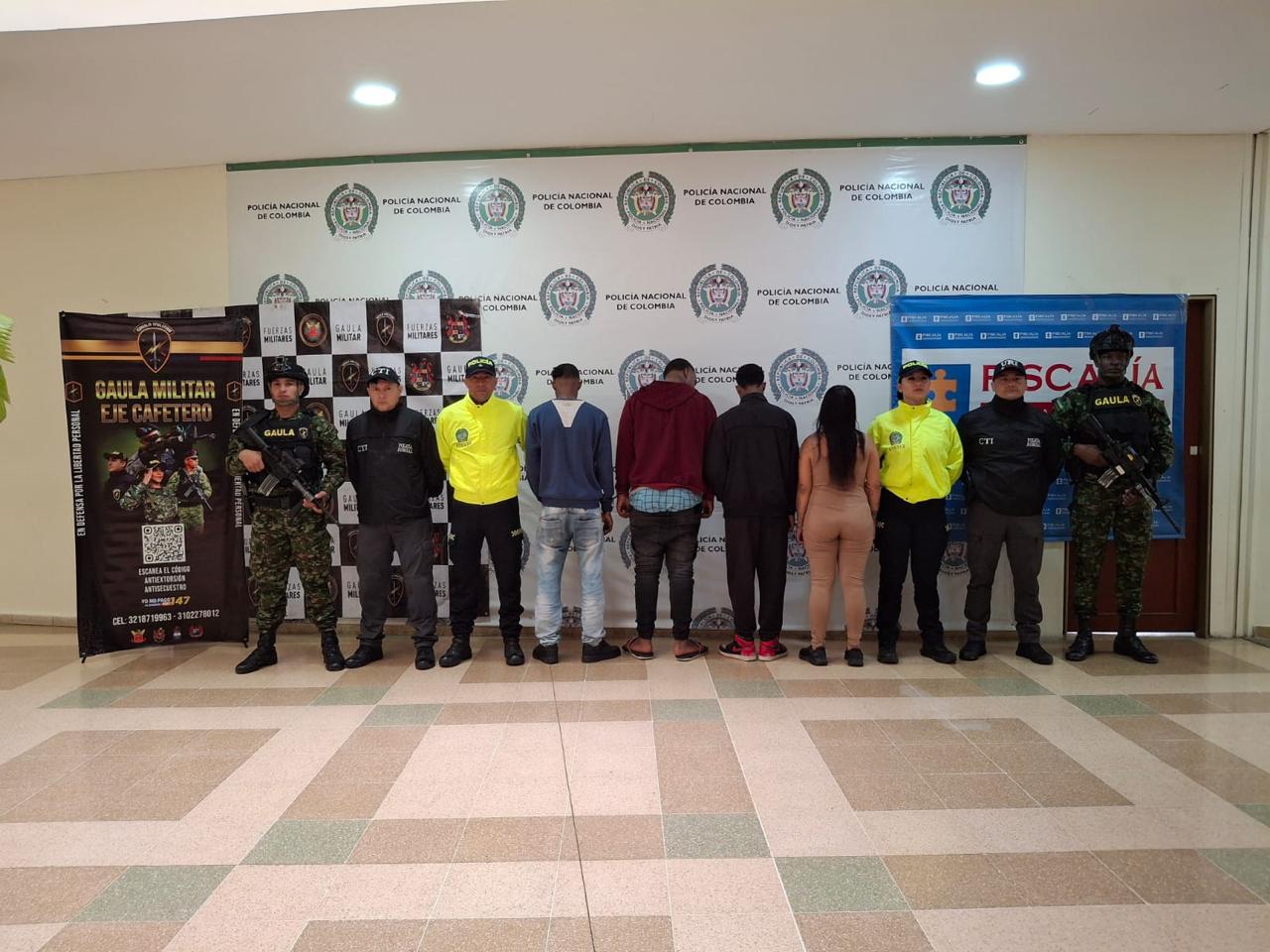 Gaula Militar Eje Cafetero contribuye a la captura de cuatro presuntos responsables de homicidio, secuestro extorsivo y otros delitos