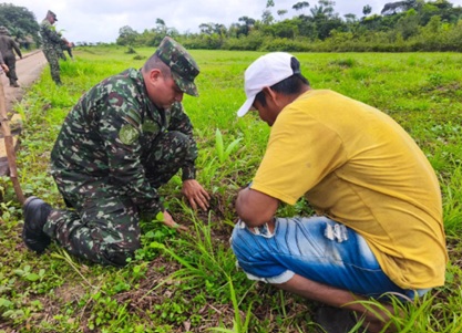Soldados y comunidad sembraron más de 1200 plantas nativas para fortalecer la conservación ambiental en Carurú, Vaupés