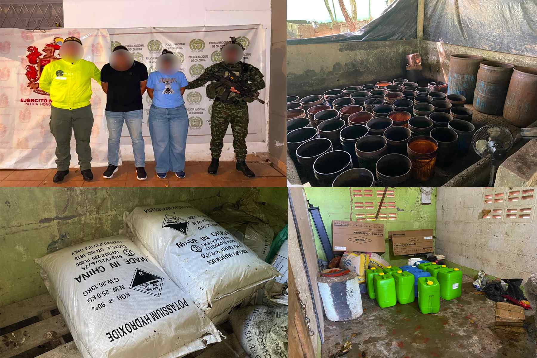 Ejército y Policía Nacional hallan laboratorio ilegal, y capturan a dos personas en Puerto Libertador, Córdoba