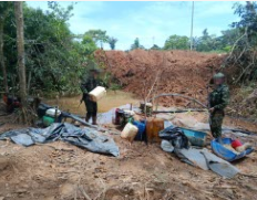 Ejército Nacional propina golpe a la explotación minera ilegal en Puerto Caicedo, Putumayo.